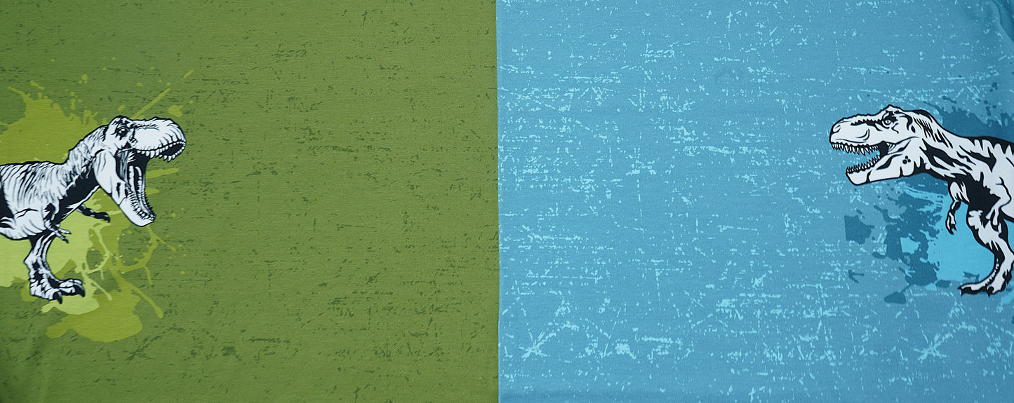 Jersey Panel StoffundLiebe DINO blau/grün