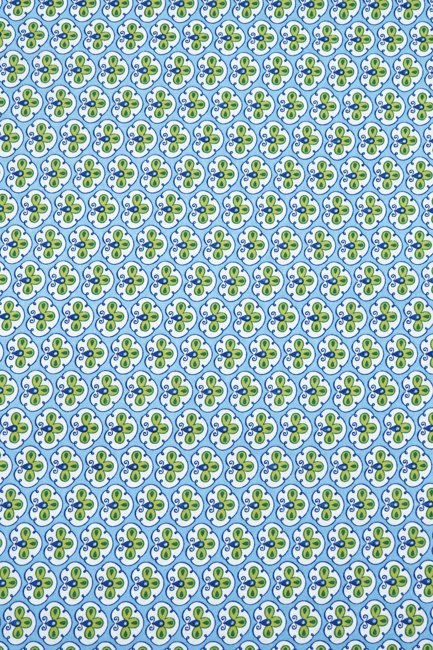 Baumwolle blau mit grünen Muster