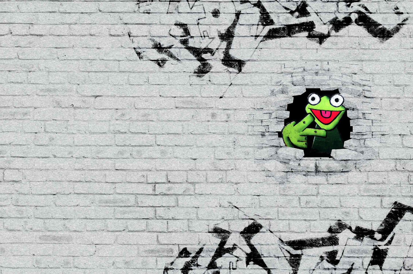 French Terry Panel Kermit der Frosch hellgrau
