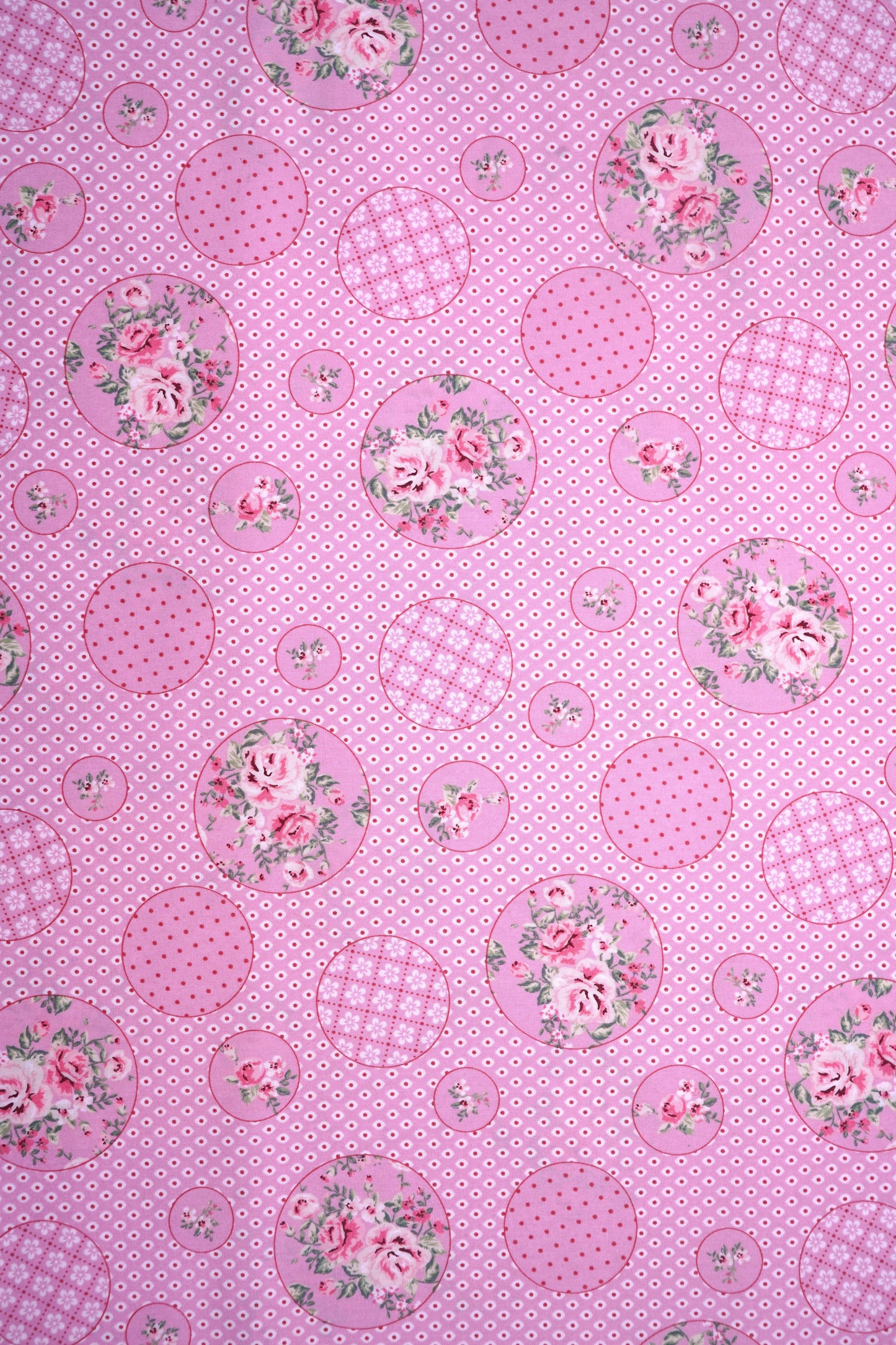Baumwolle Kreise Blumen rosa