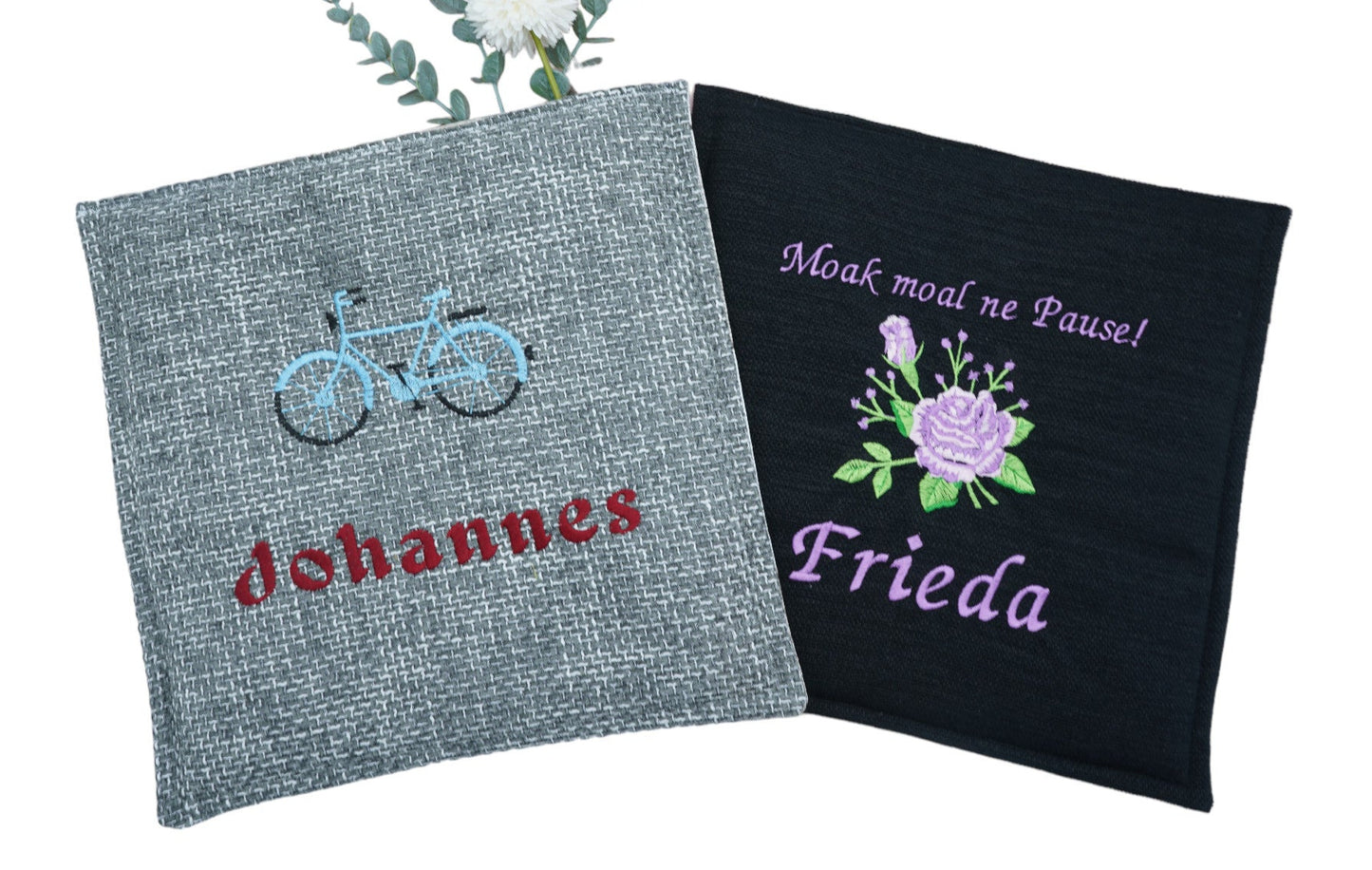 Fahrradkissen bestickt outdoor mit Wunschtext/-motiv