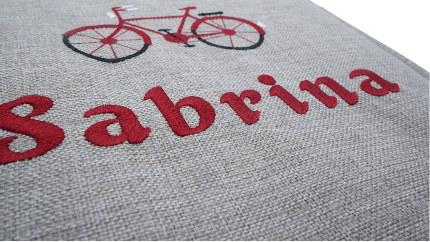 Fahrradkissen bestickt outdoor mit Wunschtext/-motiv