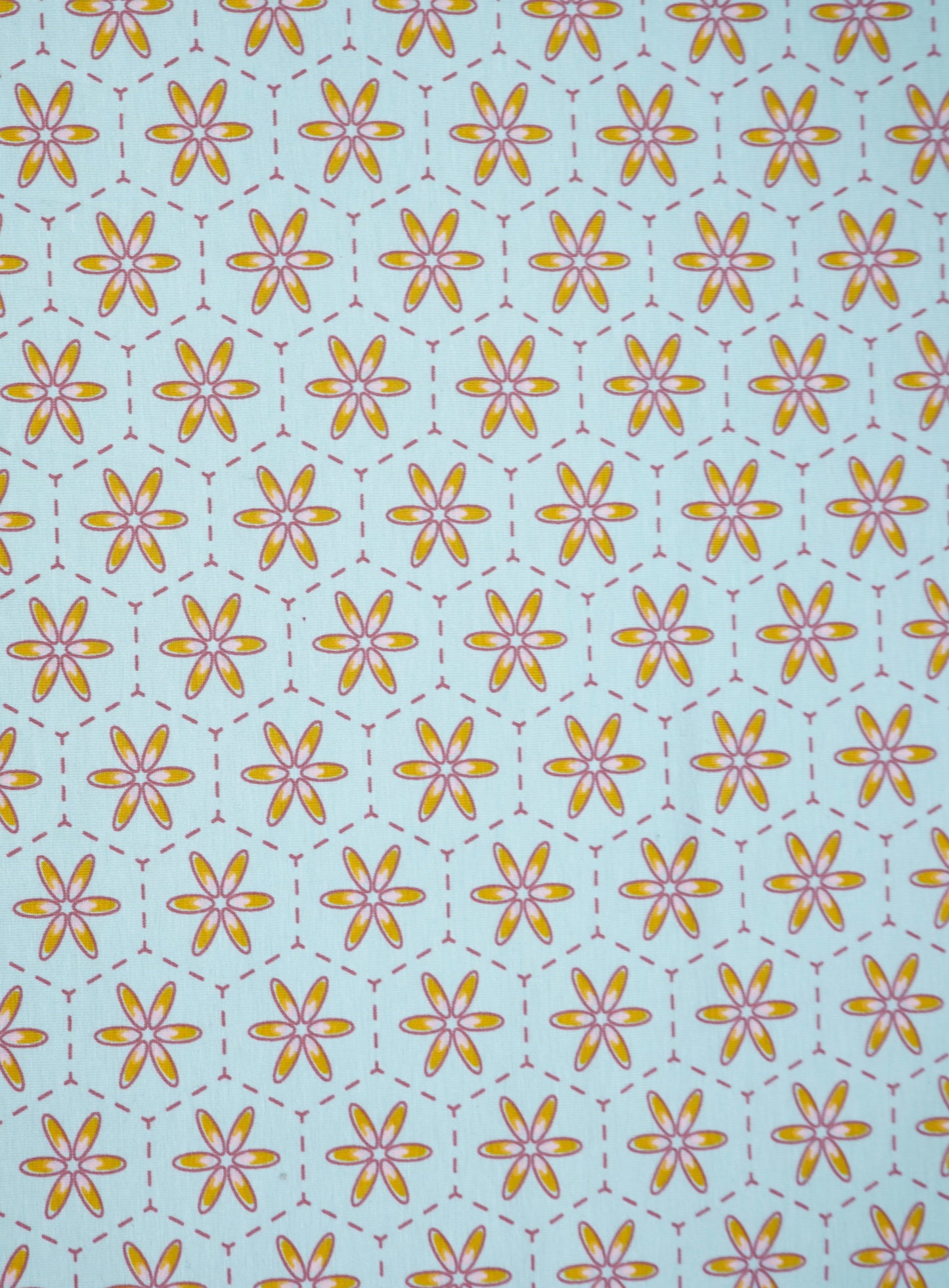 Jersey hellblau senf Blumen