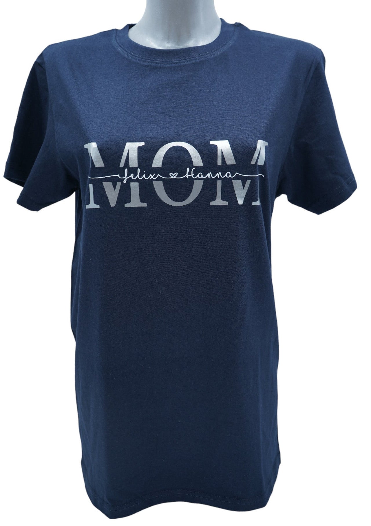 T-Shirt MOM - geteilt Namen silber weiss