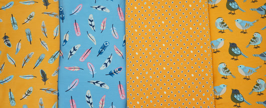 Jersey Vögel gelb "Kombistoff"