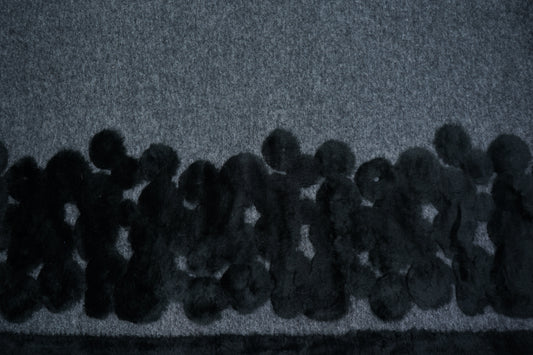 Walkloden grau mit Fellimitat Bordüre