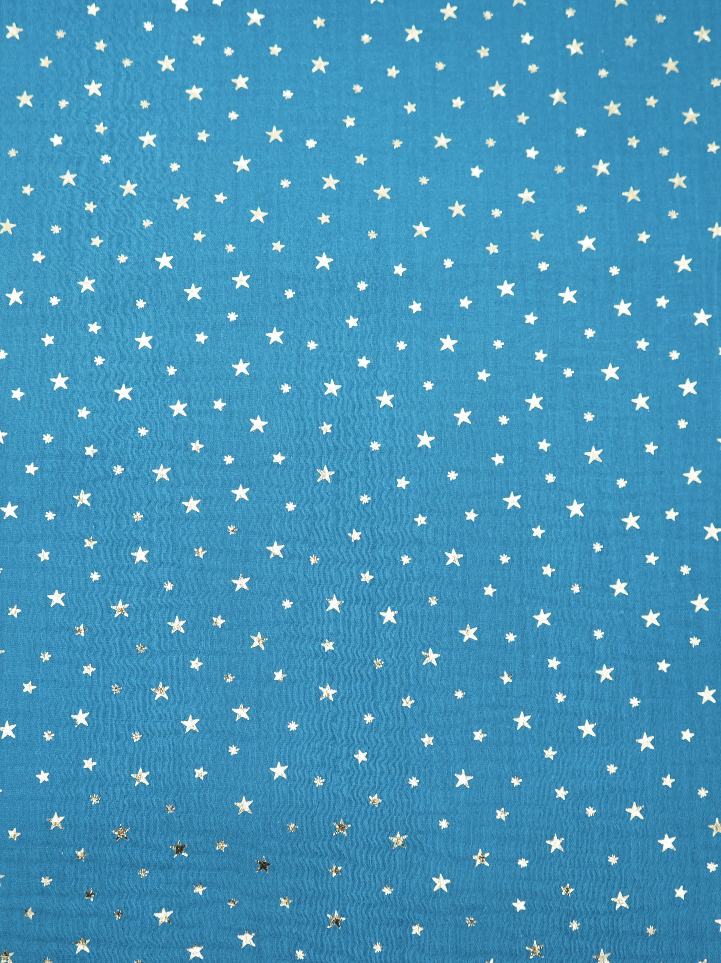 Musselin goldene Sterne in petrol RESTSTÜCK