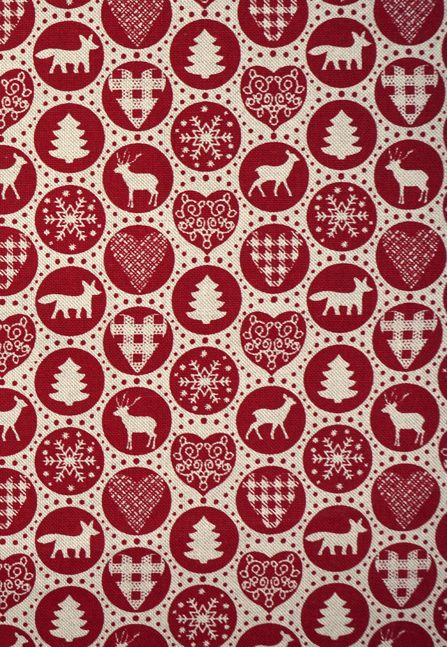 Dekostoff Leinenoptik Kreise weihnachtlich