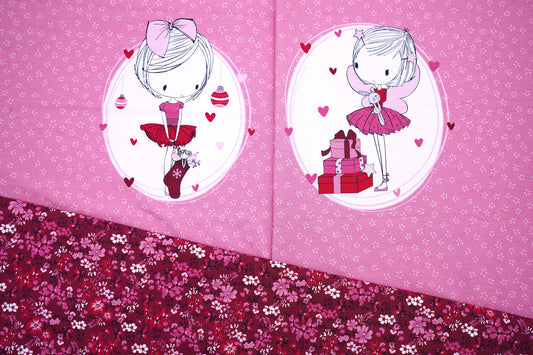 French Terry Stoffduo Christmas Time "Kombistoff" rosa