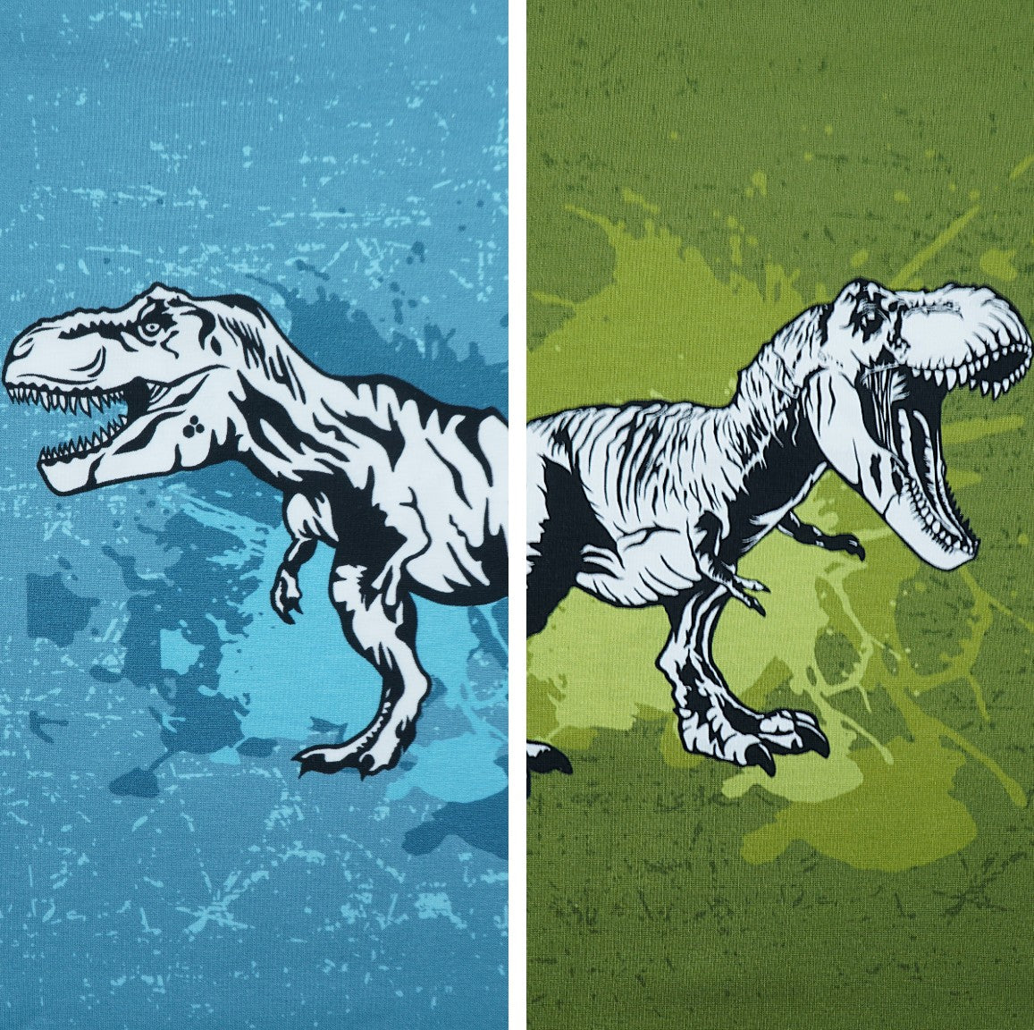 Jersey Panel StoffundLiebe DINO blau/grün