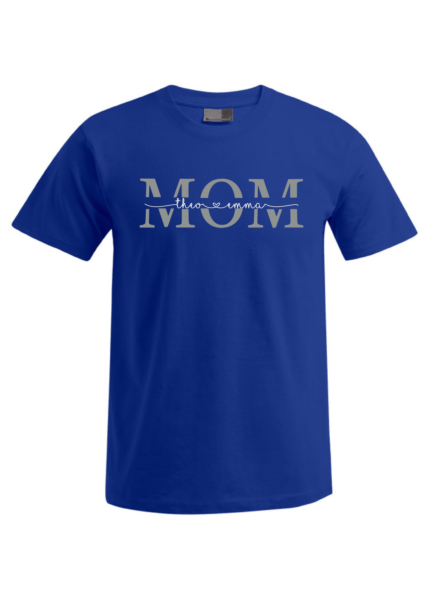 T-Shirt MOM - geteilt Namen silber weiss