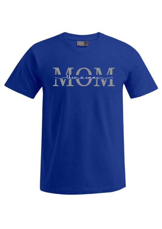 T-Shirt MOM - geteilt Namen silber weiss