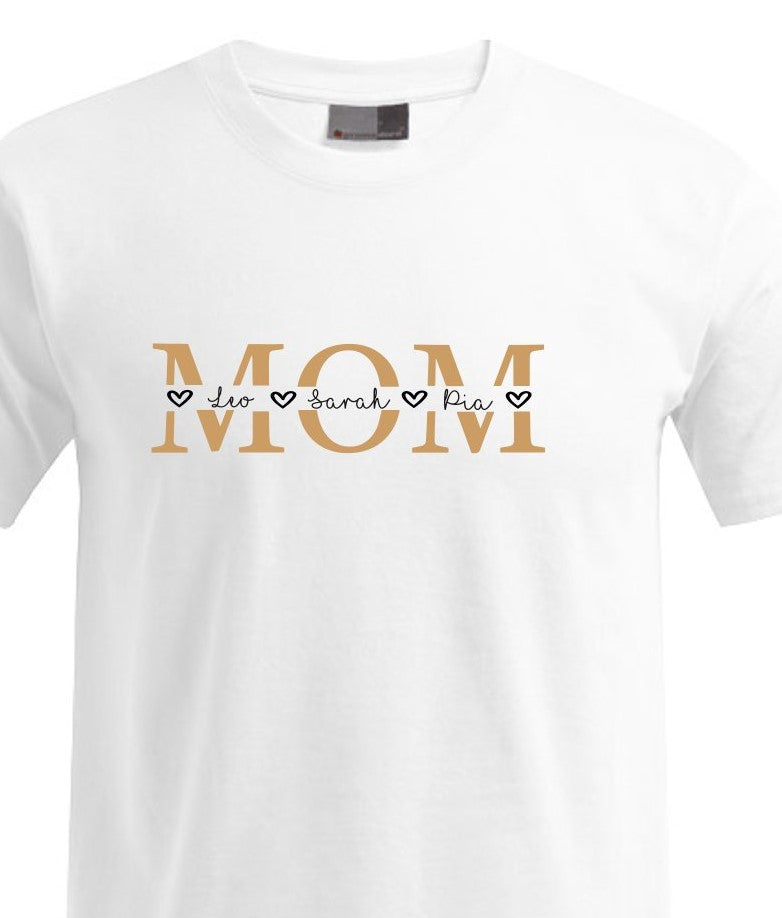 T-Shirt MOM - Herzen geteilt gold