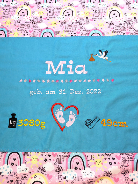 Babydecke Regenbogen ca. 70x100cm personalisiert