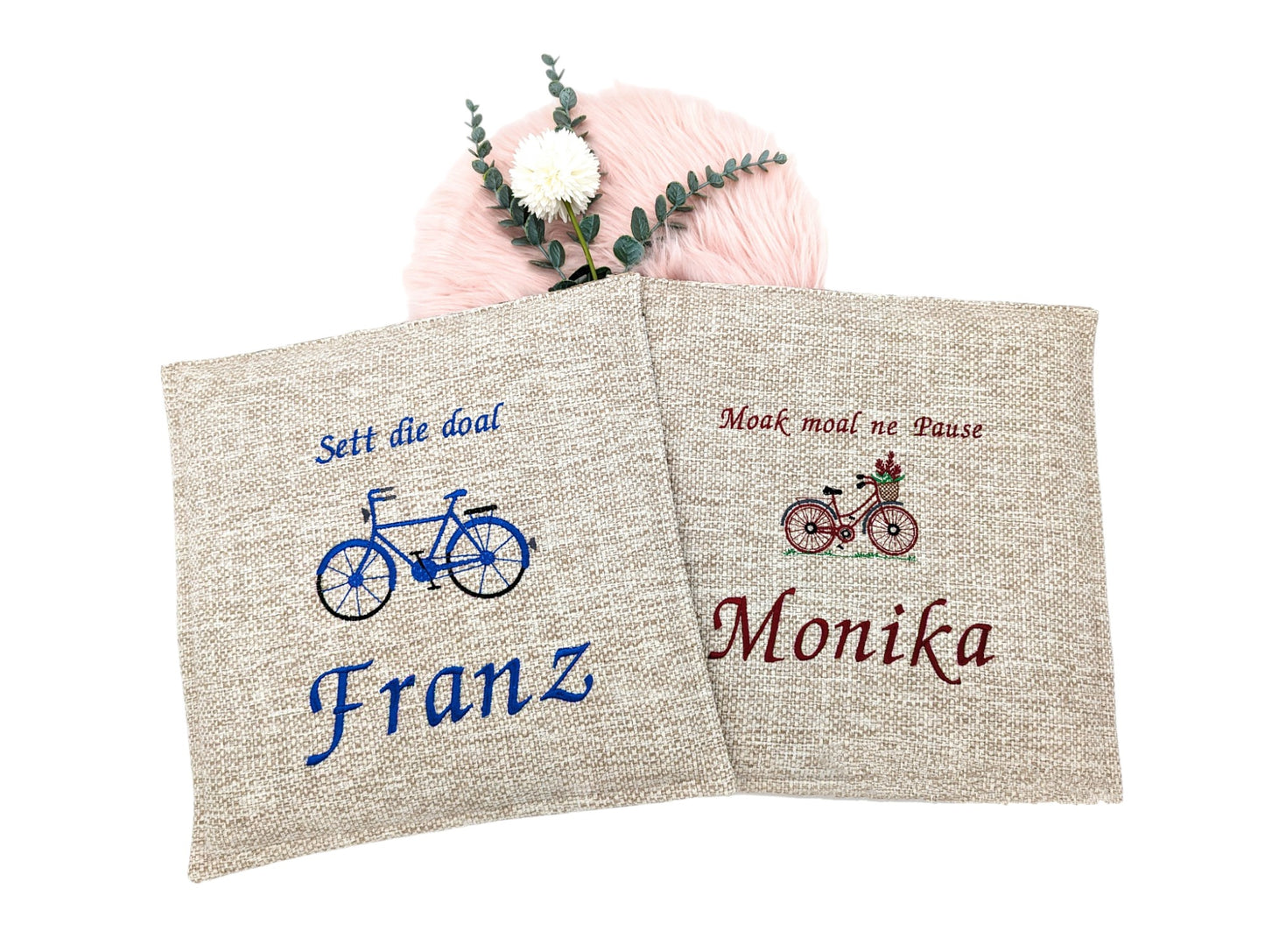 Fahrradkissen bestickt outdoor mit Wunschtext/-motiv