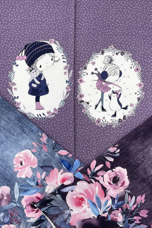 French Terry Stoffduo Little Skate "Kombistoff" jeansblau