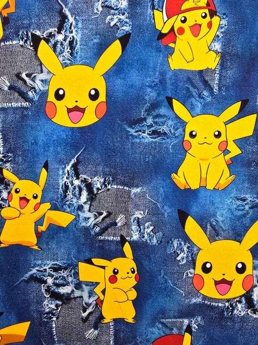 French Terry Pokemon Pikachu denim Jeans