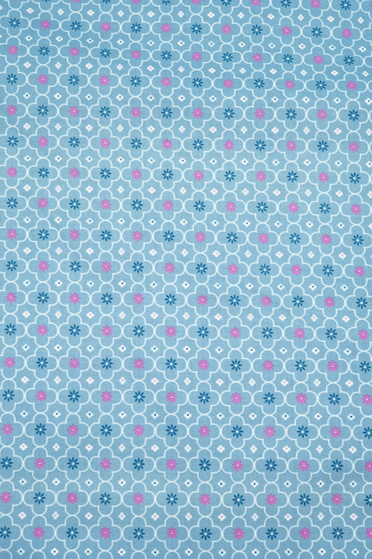 Baumwolle stahlblau mit Blumen