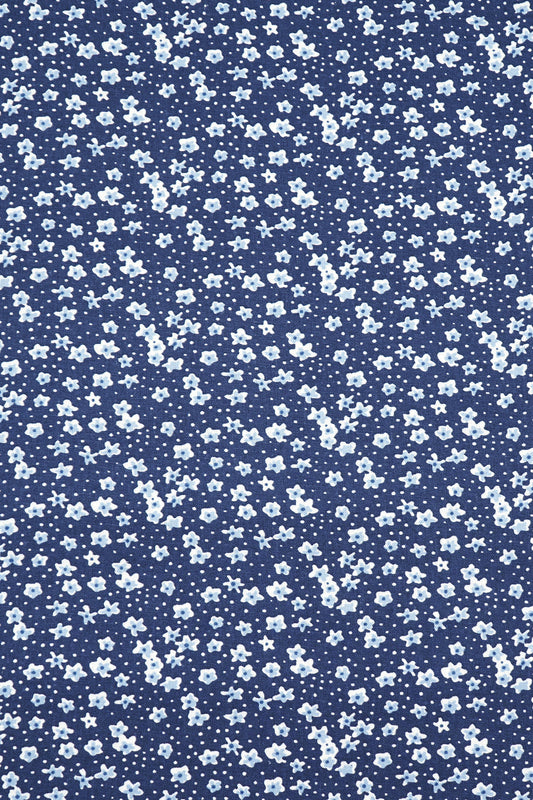 Baumwolle dunkelblau mit Blumen