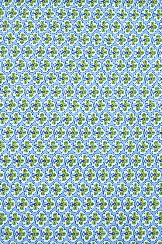 Baumwolle blau mit grünen Muster