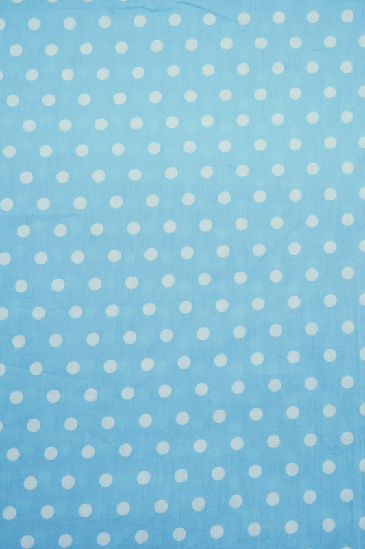 Baumwolle babyblau weiße Punkte