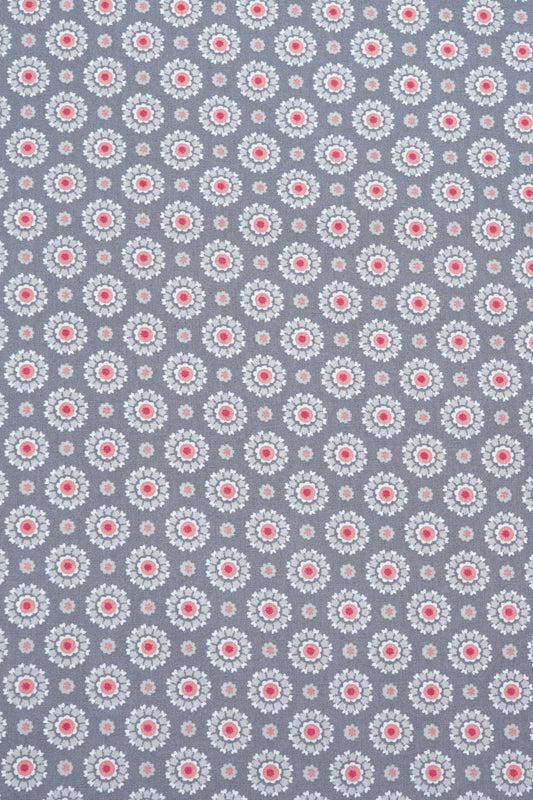 Baumwolle dunkelgrau mit Blumen