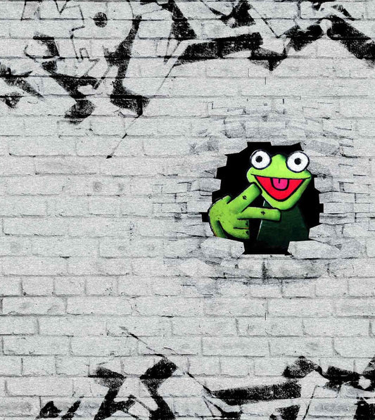 French Terry Kermit der Frosch (Panel hellgrau)