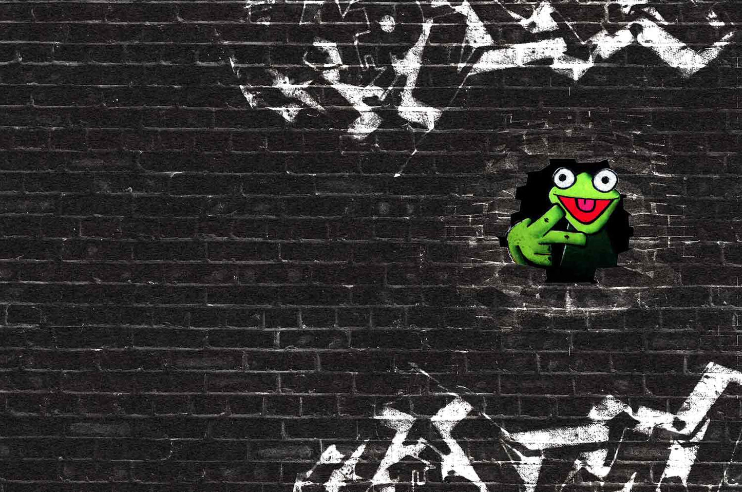 French Terry Kermit der Frosch (Panel schwarz)
