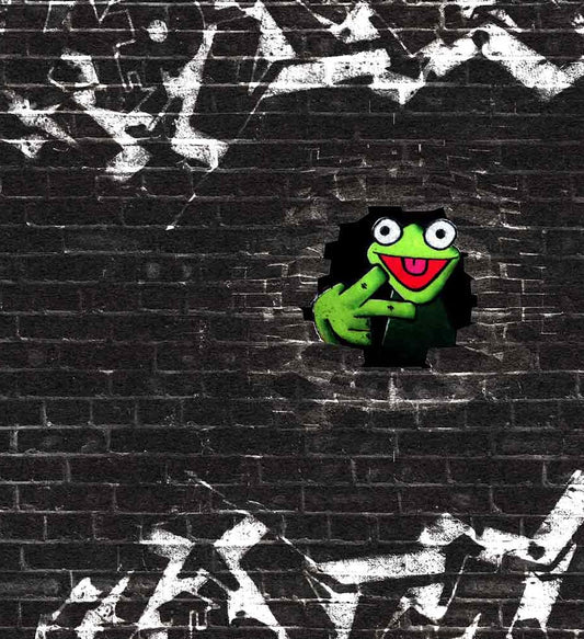 French Terry Panel Kermit der Frosch schwarz