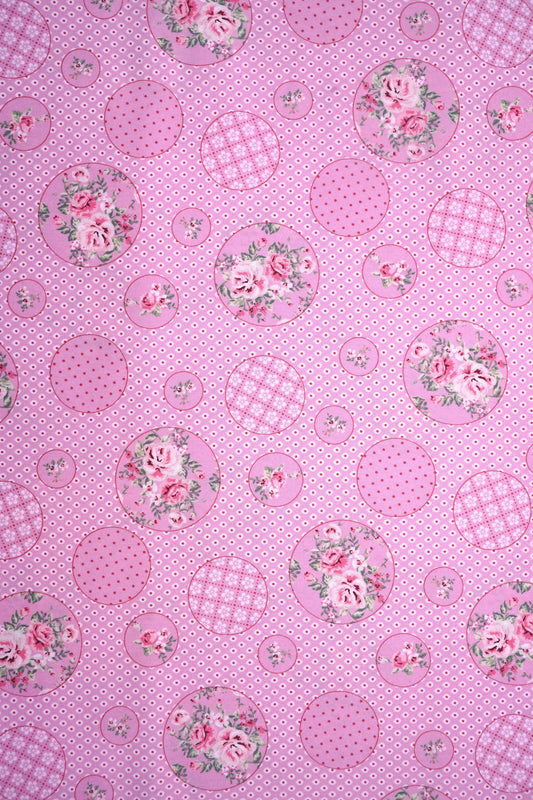 Baumwolle Kreise Blumen un rosa