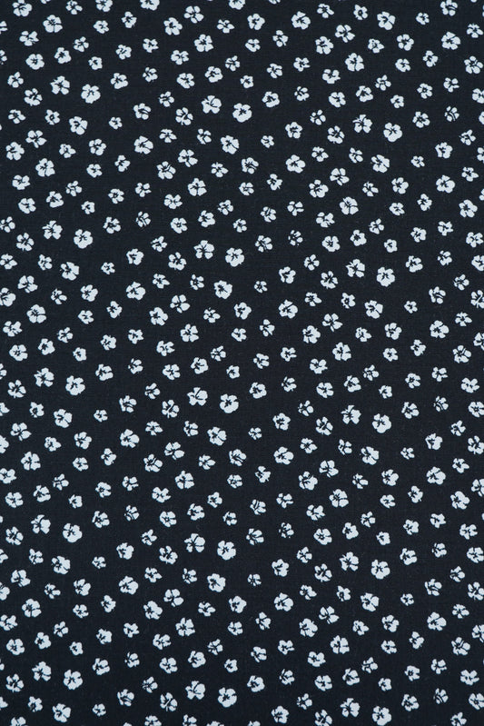 Viskose schwarz mit weißen Blumen "Tuchstoff"