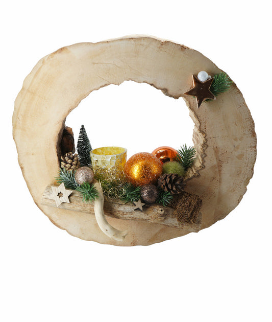 Holzdeko LED Teelicht weihnachtlich 37cm