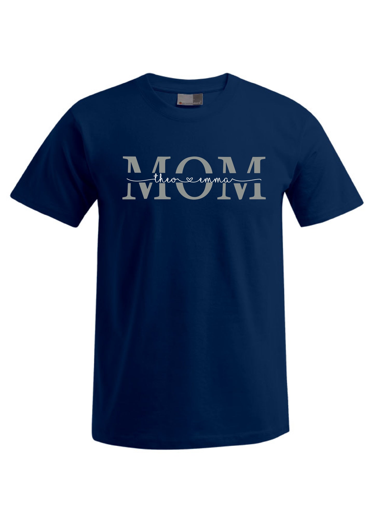 T-Shirt MOM - geteilt Namen silber weiss