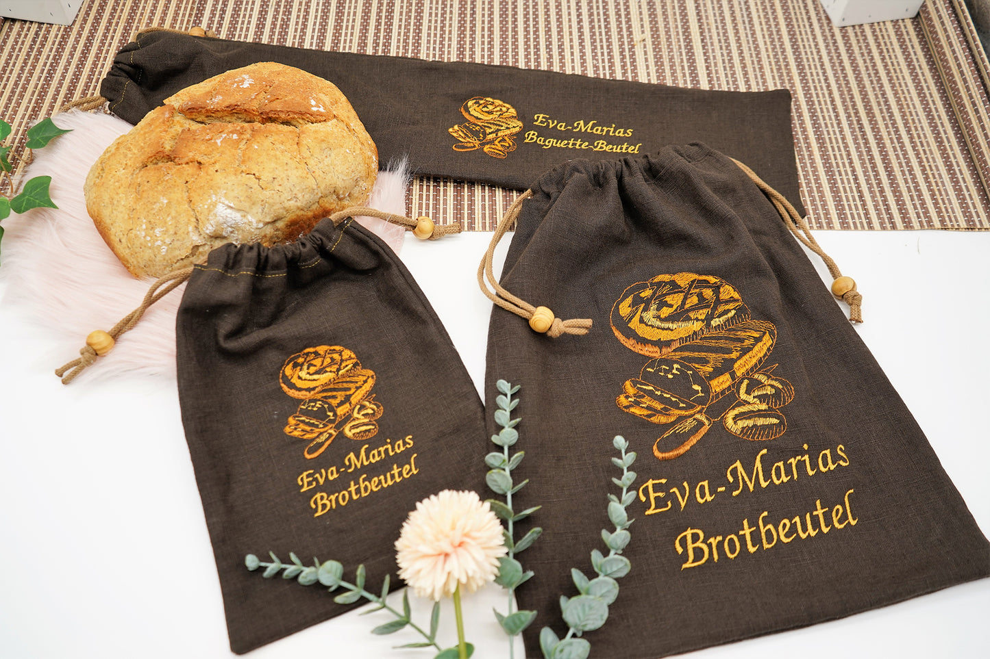 Brotbeutel, bestickt, personalisiert